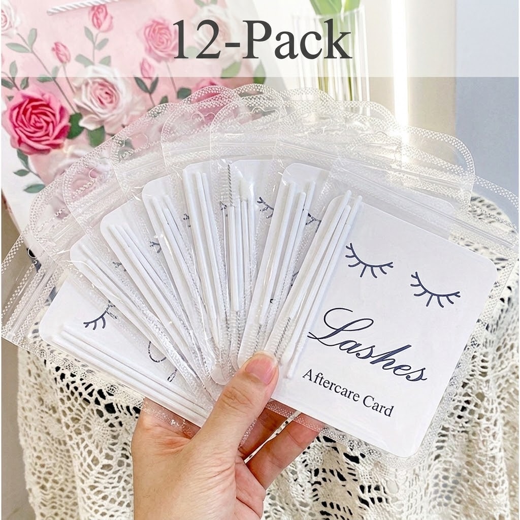 Lash Mapping Sticker - 顧客向けまつげアフターケアキット12個入り、まつげアフターケアカード、まつげマスカラブラシ、クリーニングブラシ、リップブラシを含む