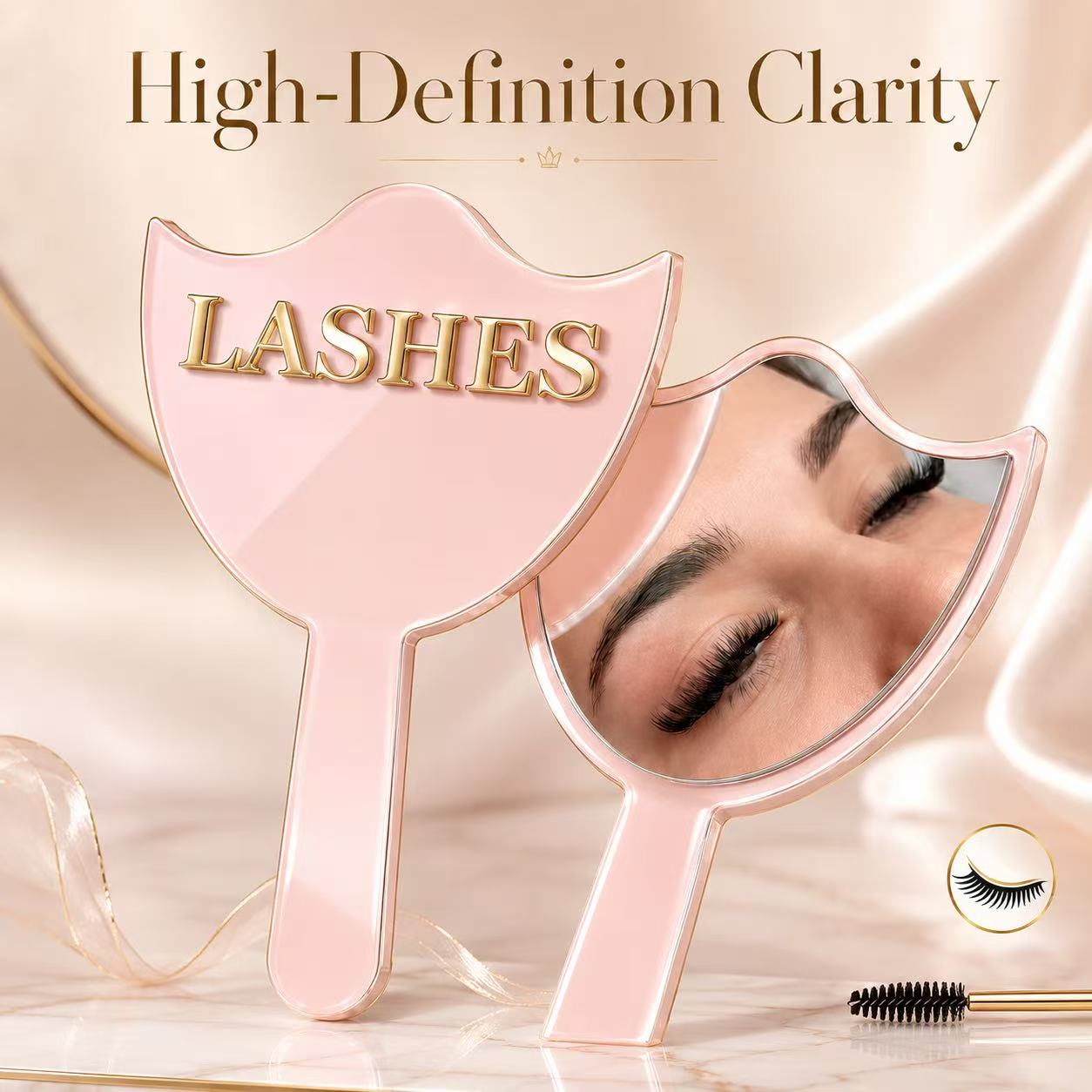 Lash Mapping Sticker - HDガラス製まつげエクステンションミラー（ハンドル付き）、精密メイクアップミラー（まつげアーティスト＆サロン用）、卸売