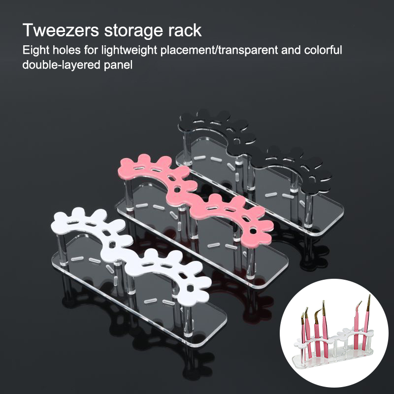 Lash Tray Organizer - 新しいアクリル製まつげピンセット収納ラック、ピンセットオーガナイザーホルダー、まつげエクステツール、メイクアップビューティーシェルフ、8穴付き