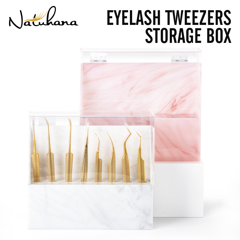 Lash Tray Organizer - NATUHANA 8スロットアクリル製まつげエクステンションピンセットホルダーディスプレイスタンドまつげツール収納オーガナイザーボックスサロンメイクアップツールサプライ