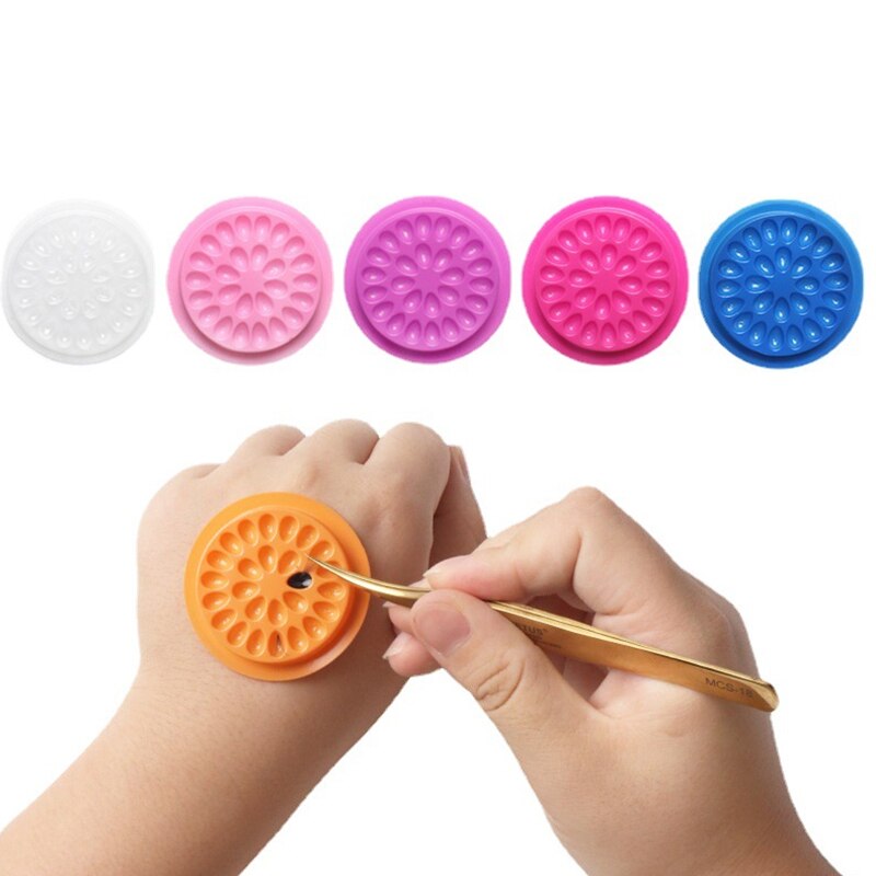 Lash Tray Organizer - 100 個まつげ接着剤ホルダーまつげエクステンション用品接着パレットガスケットまつげトレイプラスチックパッドメイクアップツール