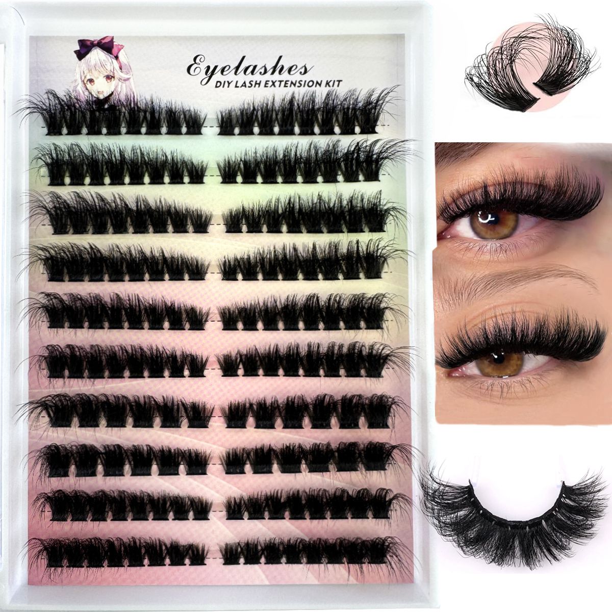 分割されたまつげエクステ,左右のまつげエクステ,単一のクラス - Eyelash Extension Single Lash のレビューと価格