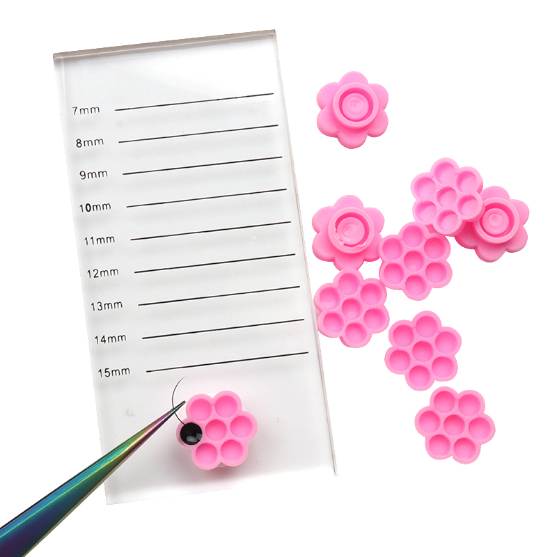 100 個ピンクの花の接着剤遅延カップグラフティングまつげメ - Eyelash Extension Jakarta のレビューと価格